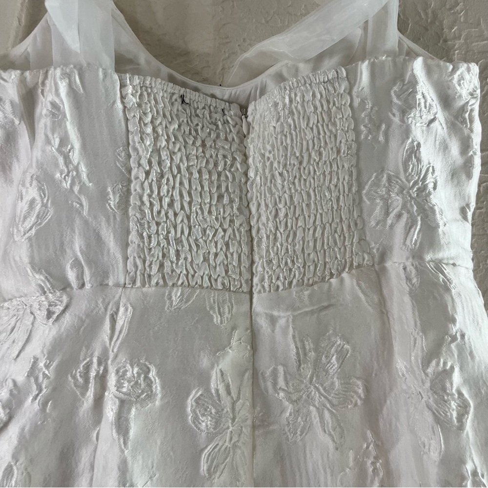 Lulu's Gorgeous Persona White Satin Jacquard Tie Strap Midi Dress - Picture 11 of 15